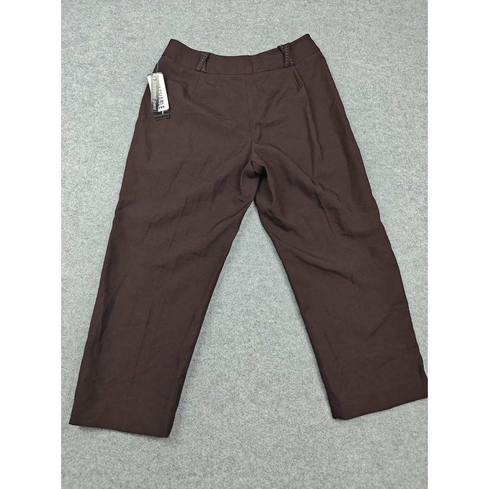 Larry Levine Pants Womens 10 Brown Twill Stretch Dress Studded Ankle Career New - Picture 5 of 10
